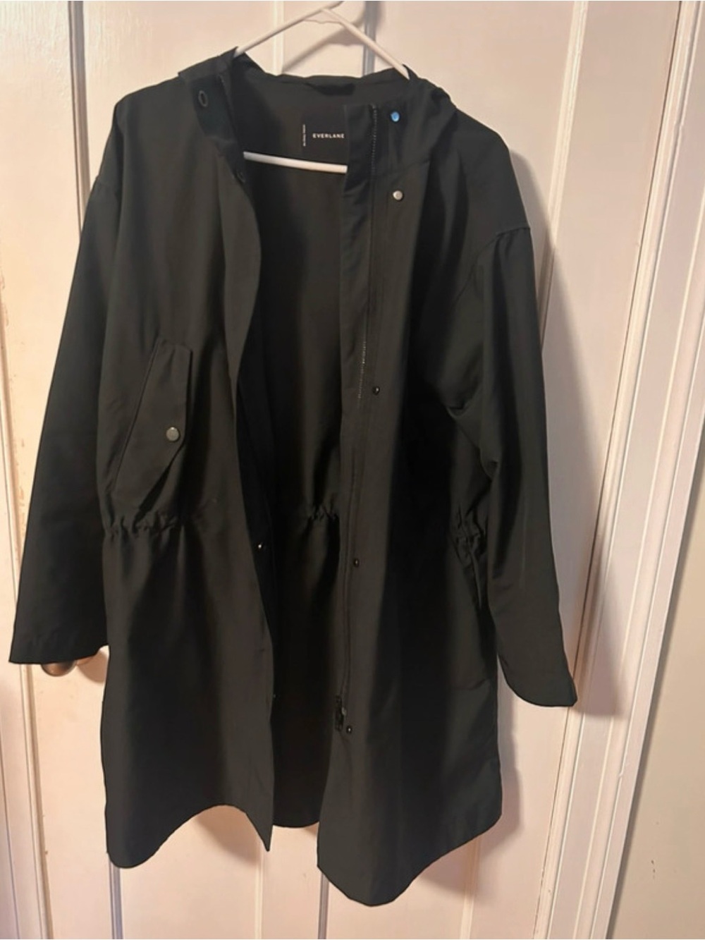 Everlane Black Hooded Trench Coat